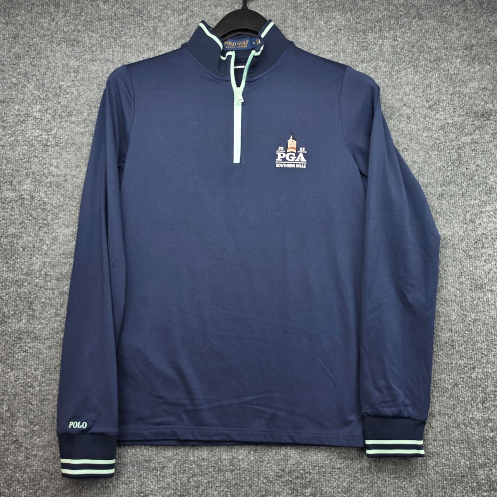 Polo Golf Ralph Lauren Mens Navy Blue‎ 2022 PGA Southern Hills Quarter Zip M